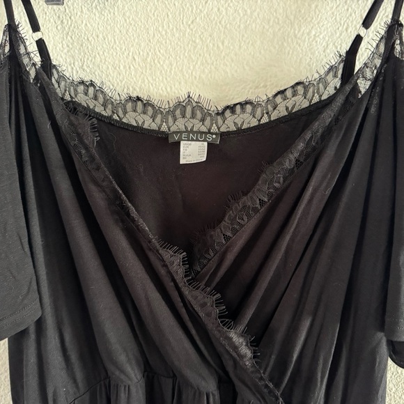 Eyelash Lace Wrap Top Cold Shoulder Spaghetti Sleeve XL Romantic Chic - Picture 5 of 12